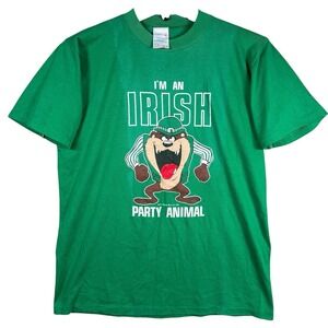 Vintage Looney Tunes TAZ Shirt Men Medium Green‎ St. Patrick's Day Single Stitch